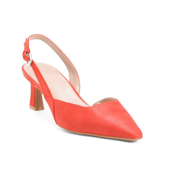 NATURALIZER PREMIUM Red Leather Dalary Slingback Heels - Picture 1 of 2